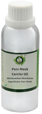 R V Essential Reines Musk Träger Öl 630ml (21 Unzen) - Abelmoschus Moschatus (100% Reines und Natürliche Kaltgepresste) Pure Musk Carrier Oil