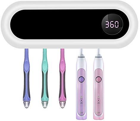 ILIKEPOW Elektrischer LED-UV-Zahnbürstenhalter, Sterilisator, Wandmontage, 5 Bürstenhalter, Digitalanzeige, wiederaufladbar über USB