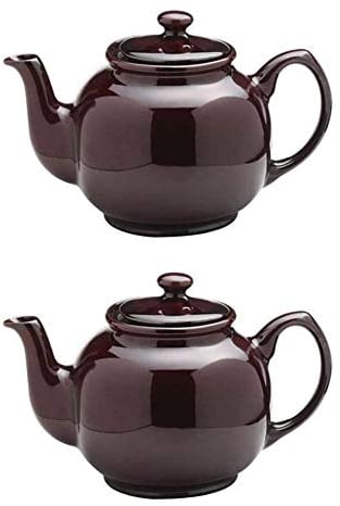 Price & Kensington Traditional Ceramic Tea Serving Teapot 10 Cup Brown (Pack of 2)