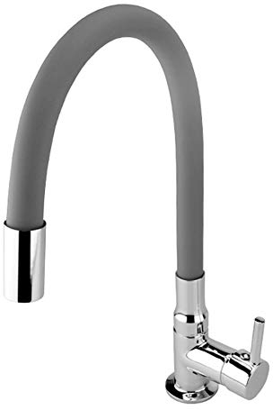 ATCO® Kaltwasser Waschtisch Waschtischarmatur Standventil Wasserhahn Waschbecken Armatur Kaltwasserhahn Bad Gäste-WC Ventil flexibler Auslauf Chrom-grau