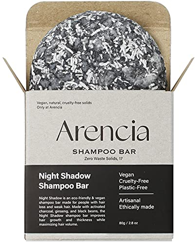 ARENCIA Night Shadow Shampoo Bar for Regrowth & Hair loss, Darkening, Gray Hair, Strengthening & Volumizing, Normal to Oily Hair - Vegan, Natural, pH balanced, Sulfate free, Eco friendly