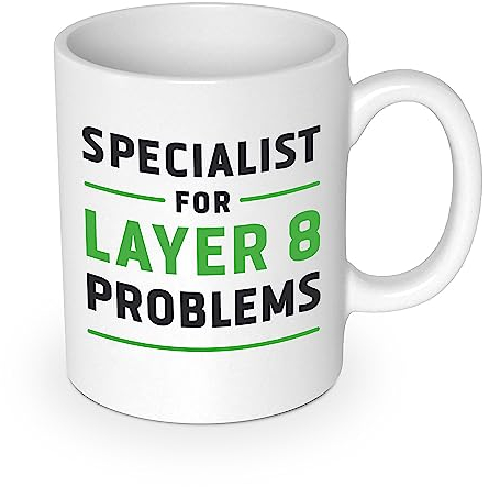 getDigital Specialist for Layer 8 Problems Kaffeebecher - Lustige Büro Tasse Becher für Computer & Technik Geeks - Keramik 300 ml