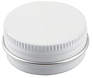 ZEOABSY Pack of 100, Empty 10ml White Aluminium Tins with Screw Lids Round Cosmetics Containers Pots Storage Jars for Lip Balm DIY Candle Salve Powder Crafts with 10 Spatula, 4 Labels
