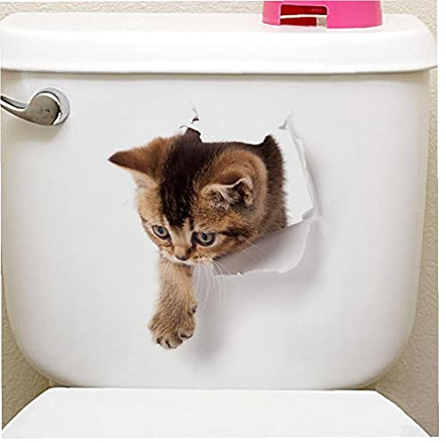 Ruluti Neue Nette Katze Hund WC-Aufkleber Badezimmer wasserdichte Abnehmbare Auto Tier Wand Poster Wohnkultur Küchenzubehör