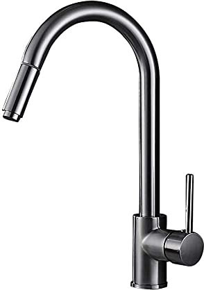 WHLMYH Robinets de Cuisine Pour Lavabo, Robinet de Poubelle Nickel Panneau En Laiton Brossé Lavabo Salle de N Robinet D'Eau Chaude Et Froide