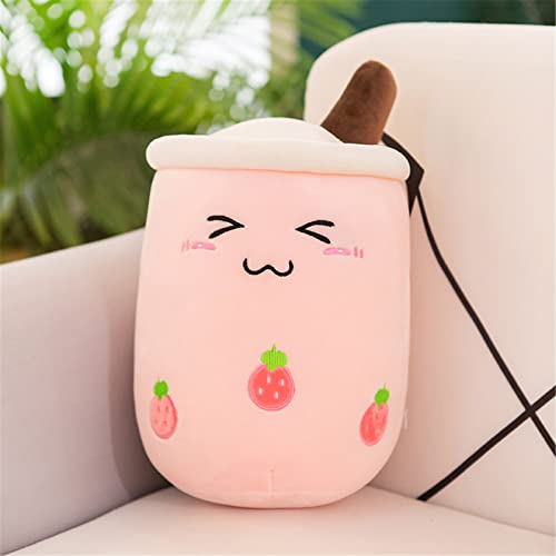 EXQULEG Bubble Tea Plüschtier Boba Kuscheltier Plüschpuppen Weiche Kuscheltier Tee Weiche Puppe Teetasse Kissen Kinderspielzeug (Rosa-Schielen,50cm)