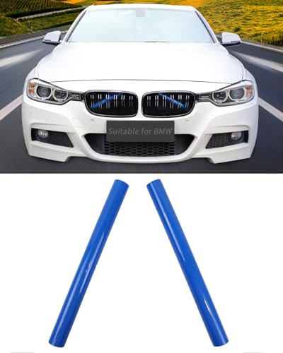 M-Sport V Brace Grilleinsätze Streifen Trim,für BMW 3/4 Serie F30 F32 320 328i 330 335 428 435 Frontgrill Trim Stripes Cover(Blau)