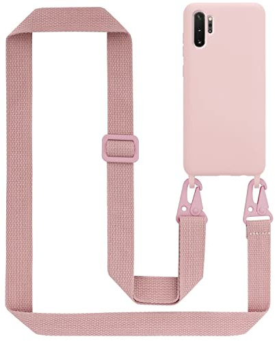 Cadorabo Handykette kompatibel mit Samsung Galaxy Note 10 Plus Schutzhülle TPU Liquid Silikon Case Necklace mit verstellbarem Band Kordel mit Etui Case Hülle für Galaxy Note 10 Plus in Rosa
