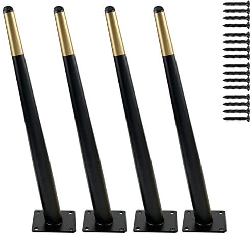 TempFoo 16 Inch Metal furniture Legs Oblique Conical Metal Legs Matte Black Gold Mid-Century Style Furniture Feet for Sofa Cabinet Table Chair Cupboard Couch Home DIY Projects(4PC)(40cm)