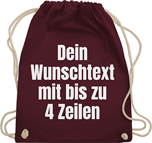 Turnbeutel Rucksack - Aufdruck selbst gestalten - Wunschtext I Eigener Text I Custom Text - Unisize - Bordeauxrot - personalisierter beutel stoffbeutel name personalisierte datum beuteltasche