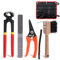 Glarks Kit de herramientas profesionales de 5 piezas, pinzas para pezuñas, escofina, tijeras de corte de pezuñas, cepillo de pezuña con kit de bolsa de almacenamiento, cortador de pezuñas de escofina,