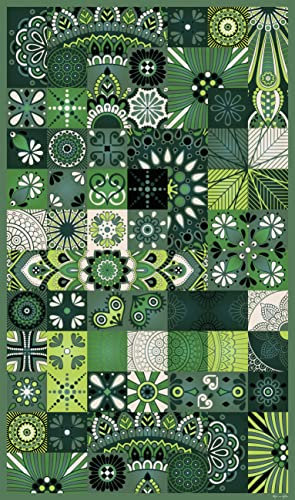 DobleUve Estudio Alfombra Vinílica Hidráulica 01 | Color Verde | 65x300 cm | Alfombra Cocina Lavable Antideslizante | Alfombra Vinilica | Suelo Vinílico | Alfombra Vinilo Salón