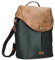 Zwei Damen City-Rucksack Olli O12 Rucksack (7 L) im Retro-Look mit Blumenanhänger im Canvas-Style mit Lederoptik, Hauptfach mit Reißverschluss, gepolstertes Laptopfach, wasserabweisend (pine)