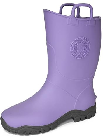 Boatilus Ducky Megol Stivali Antipioggia Bambini, Galosce, Stivali da Giardino - 100% Impermeabili, in Gomma Profumata, antiscivolo - Lilla/Grigio - Taglia 32/33