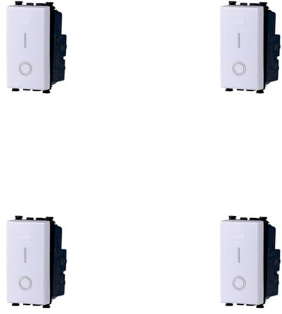 4 Pezzi Interruttore 16A Bipolare, Compatibile Con Vimar Arke, Colore Bianco