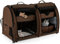GYMAX Doppelte Haustiertragetasche faltbar, Transportbox mit Kissen, Hängematte & Katzentoilette, tragebare Transporttasche mit für Katzen & Hunde, Haustierhütte für Reisen & Camping (Braun)
