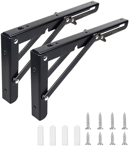FAAING 2 Stück Klappkonsole Schwerlast 350mm, Klappscharnier mit Arretierung, Wand Klappscharniere Regal Klappbar Regalwinkel für Klapptisch Wandtisch, Maximale Tragkraft 50kg
