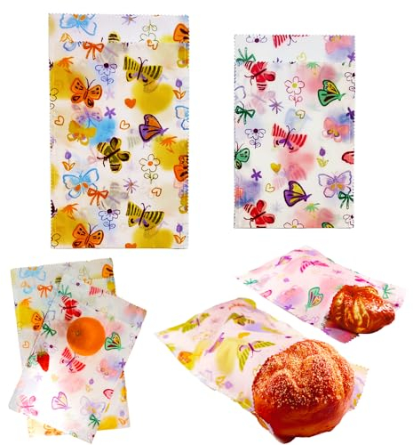 2 Pack Wiederverwendbare Bienenwachs Lebensmitteltaschen Bienenwachs Verpackungstaschen Brot Taschen Snack Taschen Gemüsespeichertaschen Nachhaltige biologisch abbaubare Lebensmittelaufbewahrung