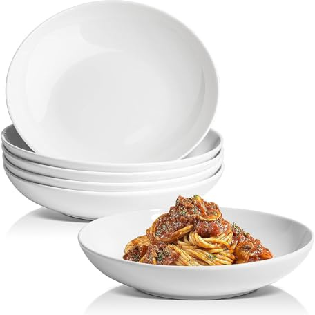 Glim&Glam Pasta Bowls Salad Serving Plates White Porcelain Bowl Set 9 Catering Restaurant (4), JPEPB23