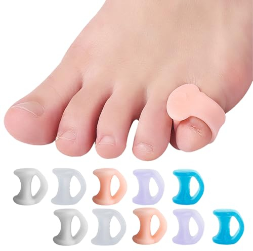 Roosea 10 Pièces Séparateurs D'orteils en Gel Séparateur Petit orteil Séparateurs d’Orteils Correcteurs d’Orteils Écarteur Orteil Silicone pour Chevauchement des Orteils, Blister, Pression, Douleur
