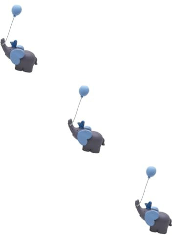 VICASKY 3stücke Kleiner Elefant Tortendeko Aus Harz Blaue Ballonfigur Für Hochzeitsfeiern Babypartys Und Geburtstagsfeiern Als Tischdeko Und Geschenkanhänger