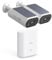 AOSU 2K Security Camera Outdoor Wireless, 2 Cam-Kit with Homebase, No Monthly Fee with Integrated Solar Panel, Forever Power, No Blind Spot Home Security, 32GB Local Recording [Energy Class A+++]