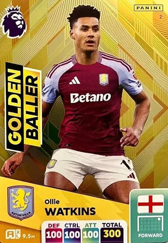 Carte à collectionner Panini Premier League 2024 2025 Ollie Watkins Golden Baller