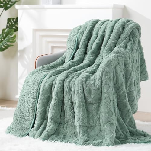 Super Fuzzy weiche Sherpa-Fleece-gewichtete Decke, 6,8 kg, doppelseitig, flauschig, schwere Decke für Erwachsene, keine Bündelung, mit doppelschichtigem weichem Innenfutter (152,4 x 203,2 cm, 6,8 kg)