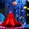 BORDEAG Aquarium Vulkan Ornament Kit, Led Lighting Aquarium, Aquarium Dekorationen, Aquarium Zubehör, Bunte Led Lichter Mit Blasenpumpe Und Vulkanstein Für Aquarium Fisch Tank Dekoration