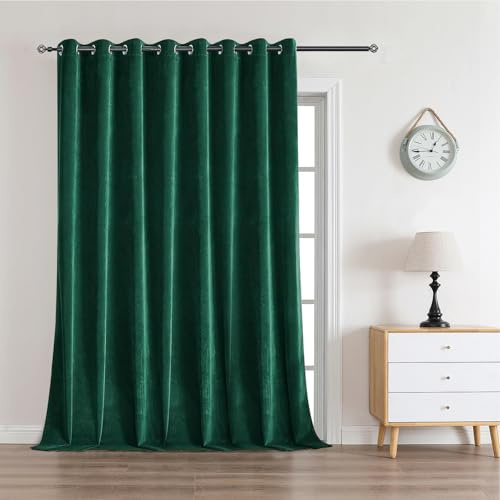 CUCRAF Samtvorhang mit Ösen 1er Set Dunkelgrün Elegant Wärmeisolierten Verdunklungsvorhänge Schallschutz Blickdicht Vorhang Weich Thermovorhang Kälteschutz Wohnzimmer Schlafzimmer
