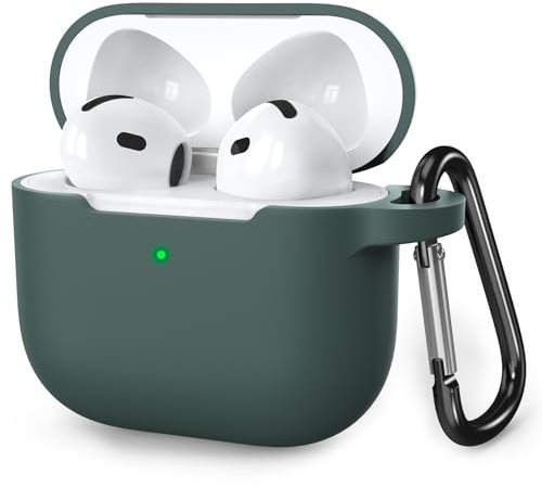 Delidigi Kompatibel mit AirPods 4 Hülle, Slim Weiches Silikon Case 360° Rundumschutz, Skin Accessories for AirPods 4th Generation 2024 Latest with Keychain