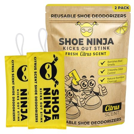 Shoe Ninja Shoe Deodorizer, Shoe Odour Eliminator, Football Boot, 2 Pack | With Activated Charcoal, Versatile & Reusable Deodoriser Bags for Shoes, Deodoriser & Shoe Smell Remover, Great for Sports