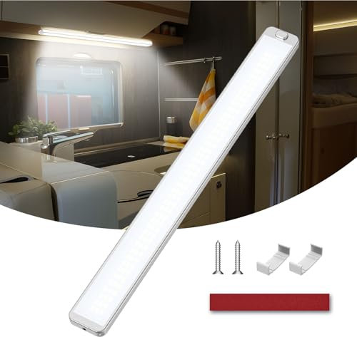 Kriogor 228 LED Leiste 12V 10W, 2000LM Led Lampe Wohnmobil mit Schalter, 42CM 6000K KFZ Beleuchtung Leiste für Auto Van Bus Caravan Boot Küche LKW Universal