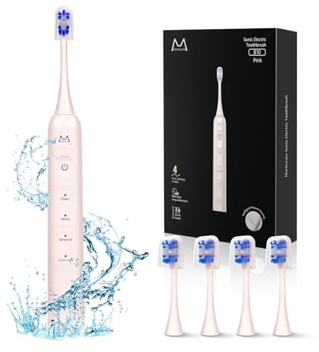 Sonic Electric Toothbrush for Adults&Teens - 180 Days Ultra Long Battery Life, Seamless Button&48000VPM Rechargeable Tooth Brush, 4 Brushing Modes/4 Replacement Heads/Smart Timer/IPX8, Deep Clean