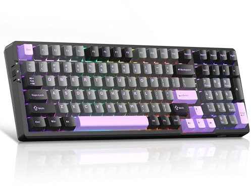 MageGee Clavier Gamer Mécanique | Clavier sans Fil Gamer Mécanique pour PC, PS5 | Structure Gasket, 2.4G/USB-C/BT5.0, Rétroéclairage RGB, Keycaps PBT à Impression Latérale