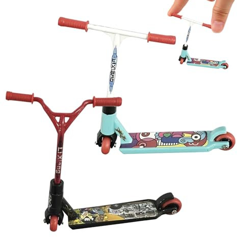 Tech Deck Finger-Scooter – Kunststoff-Mini-Scooter für Party & Training – gebogen rot + gerade weiß