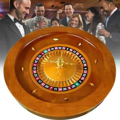 Roulette-Rad, tragbares Casino-Set, Roulette-Rad aus Holz, Drehteller, Präzisionslager in Casino-Qualität, Turm aus verchromtem Messing, sehr sanfte Drehbewegung,Double0-20in