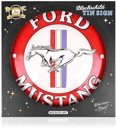 Ford Mustang Retro Blechschild 3 Stripes Logo Rot 30 x 40cm