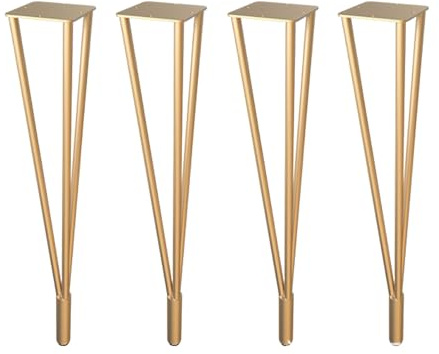 AEGCAOJH Möbelbeine aus Eisen, 4 Stück, 45/60/72 cm hoch, Tischbeine für Couchtisch, Esstisch, Bank, Stuhl, Theke, Bar, Schreibtischbeine mit Bodenschoner, Gold-Finish, höhenverstellbare Be