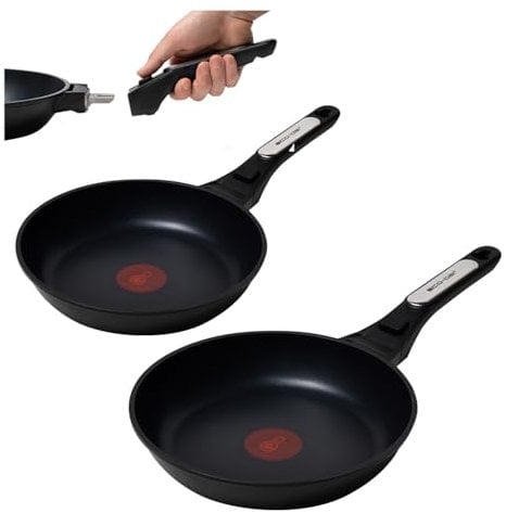 ECODE® Set Padelle Antiaderenti per Induzione e Gas con 2 Manici Removibili – Kit Salvaspazio da 24 e 28 cm Adatte a Forno, Lavastoviglie e Tutti i Piani Cottura – In Alluminio Fuso Non Tossiche