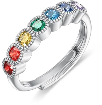 ABIGY Chakra Ring 925 Sterling Silber Chakra Verstellbarer Ring Yoga Weihnachten Halloween Ostern Muttertag Valentinstag Geburtstag Schmuck Geschenke für Frau Freundin Mutter Tochter