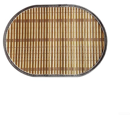 ZAMETTER Set de table tissé avec bord ovale en bois rustique (1 set de table 43 x 30 cm)