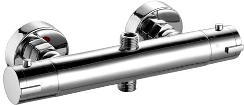 Thermostatic Shower Mixer, Chrome-Plated Brass Bath Shower Mixer Bar, Anti-Scald for Bathroom Shower, Top Outlet 3/4 G, Bottom Outlet 1/2 G, Wall-Mounted