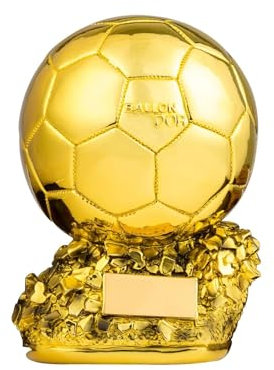 LNGODEHO Personalisierbarer goldener Fußball-Ballon-Weltmeisterschaft-Trophäe, Kunstharz, Spieler-Preis, Fußball-Fan, Sammlerstück, Souvenir, Geburtstagsgeschenk (25 cm)