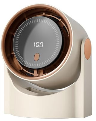 Air Circulator Bladeless Fan for Bedroom, Digital Display Rechargeable Desk Fans with 5 Speeds Strong Airflow&Timer, Portable Quiet Cooling Fan, Quiet Table Fans, Cooling Fans for Office Dorm (Beige)