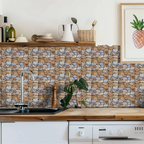 Modello mattone bluMarrone Blu Pavimento PVC Adesivo Piastrelle Adesive Bagno Impermeabile Adesivi Murali Mattonelle Cucina Adesive Pavimento 15x30cm/1pcs