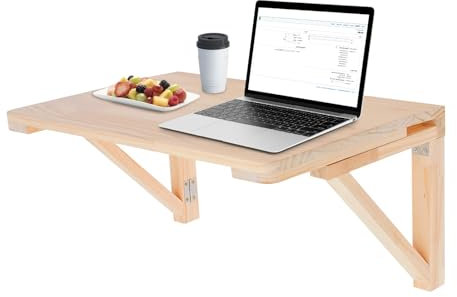 NoneDanGee Klappbarer Schreibtisch, Wandklapptisch aus Holz, Tischplatte 60x40 cm, Küchentisch Wandtisch, Wand Bartisch, Computertisch Wandmontage, Klapptisch für Arbeitszimmer, KüChe, WäScherei