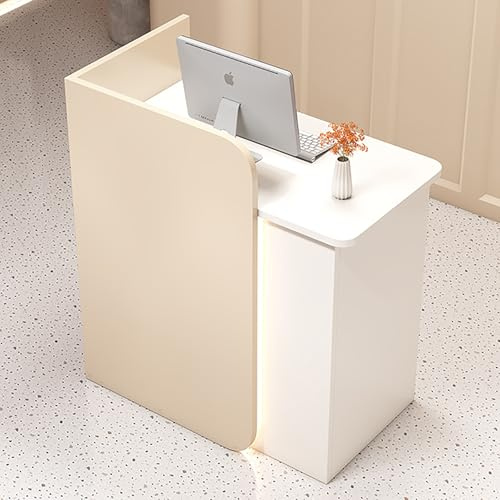 Empfangstheke Holz, Moderne Empfangstresen, Front Theke Bürotheke Rezeption Tisch, Verkaufstheke Mit Schubladen Und Schränken, Rezeptionstheken Für Salon Geschäft Hotel Büro A-turn right 60×45×100CM