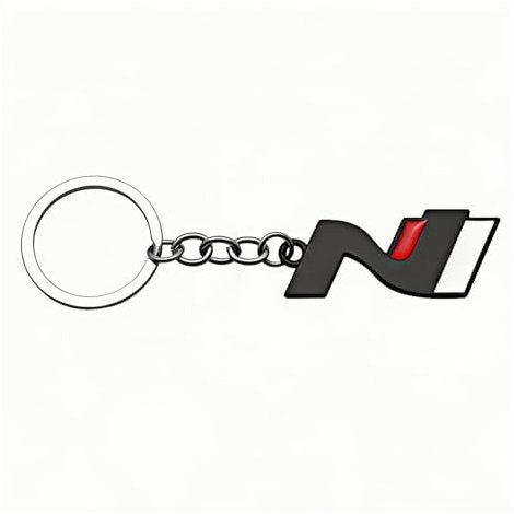 3D-Metall-Schlüsselanhänger mit NN-Linienemblem, Autoschlüsselanhänger, kompatibel mit I10, I20, I30, I40, IX20, IX35, Zubehör(N-Black Red White)