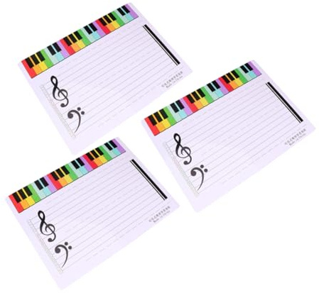 jojofuny 3 Stück Teiliges Abwischbares Notenlinien Whiteboard Wiederverwendbares Musikübungstafel für Unterricht und Zuhause Beschreibbares Notenbrett Platzsparend und Langlebig für